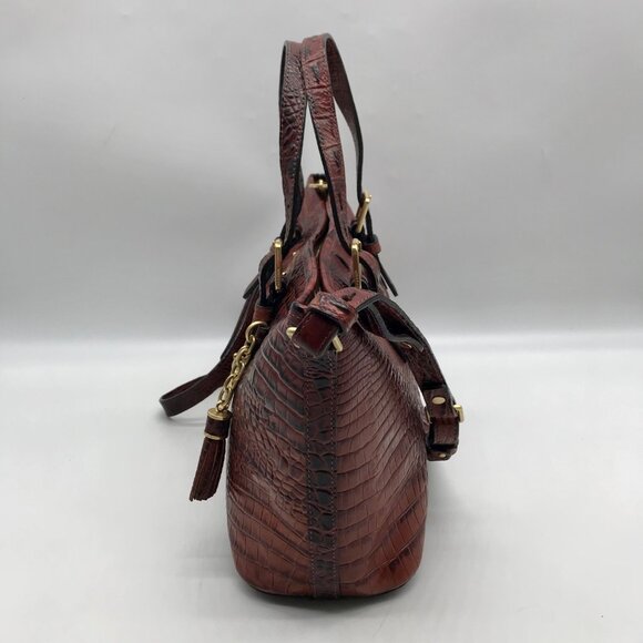 Brahmin Pecan Melbourne Croc Embossed Leather Asher Convertible Satchel - Picture 3 of 10